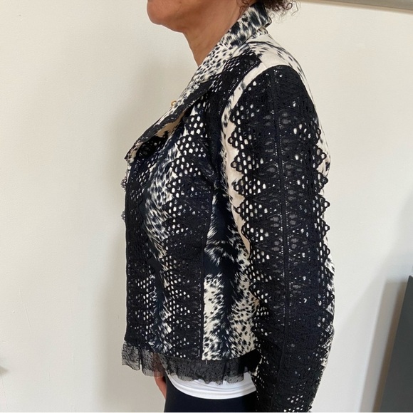 Vintage Alberto Makali White Lace Trim Western Blazer Cowgirl Rodeo Jacket - Picture 3 of 7